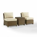 Curtilage 32.5 x 25 x 31.5 in. Outdoor Wicker Chair Set w/Side Table, 2 Armless Chairs, Sand, Brown-3 Pc. CU3049084